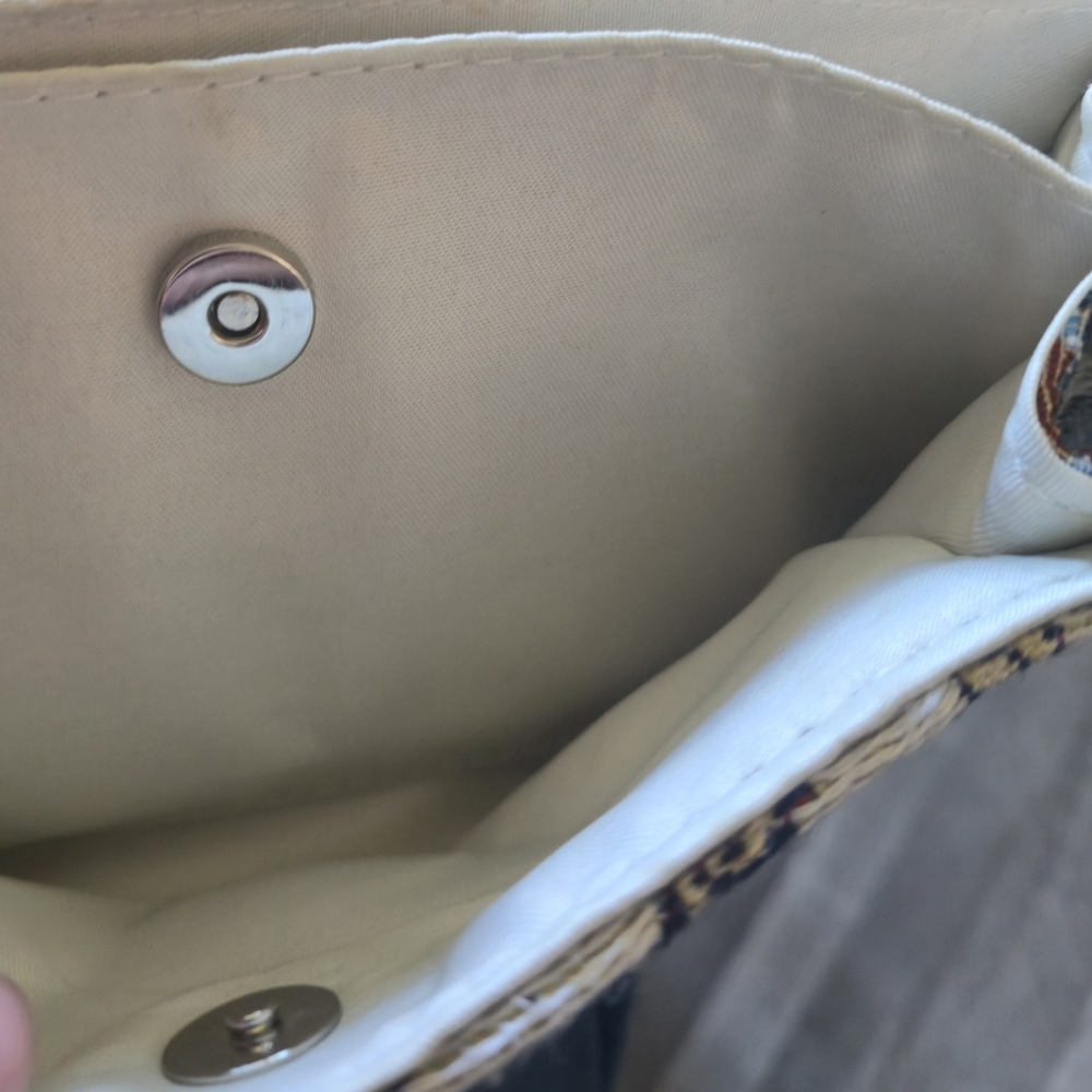 COLAB Floral Tapestry Brown Vegan Leather Crossbody Bag Envelope Clutch Purse - Picture 7 of 14